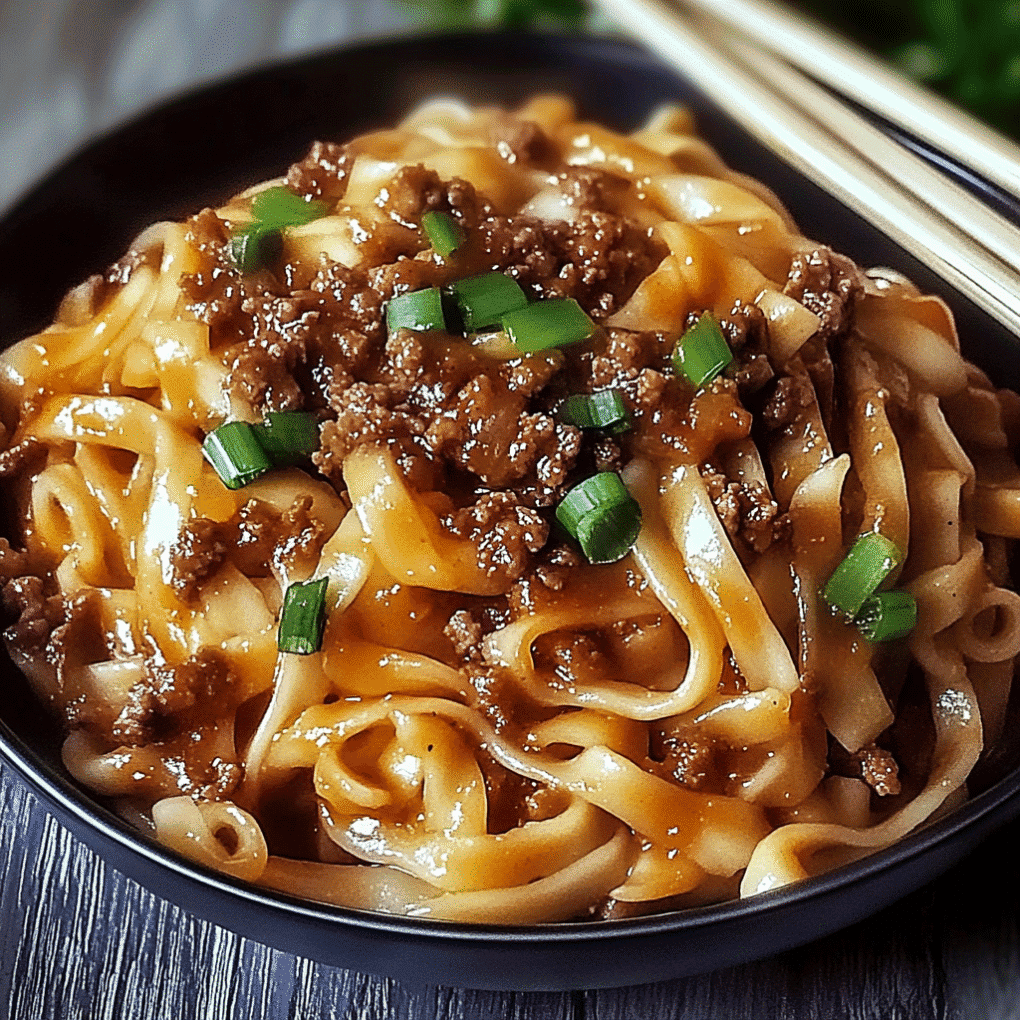 Save this Mongolian Ground Beef Noodles recipe for later - homemade delicious Mongolian Ground Beef Noodles recipe by chef Louisa Jannet
