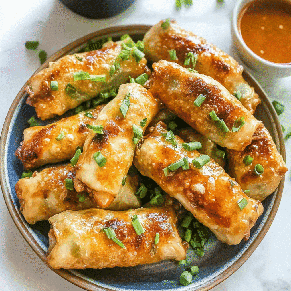 Freshly prepared homemade Best Easy Air Fryer Egg Rolls with perfect texture by chef Louisa Jannet
