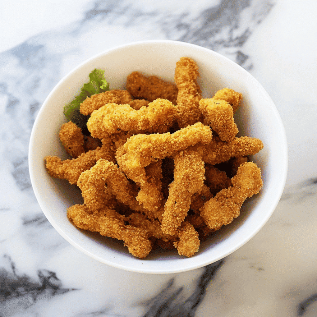 Freshly prepared homemade Air Fryer Dino Nuggets with perfect texture by chef Louisa Jannet