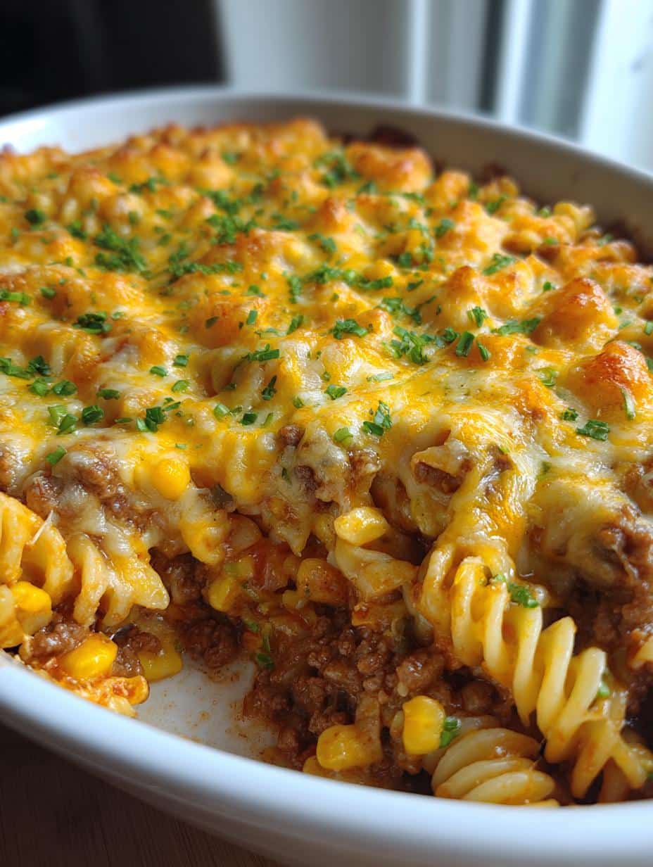 Cheddar Ranch Beef and Sweet Corn Rotini Bake - detail 1