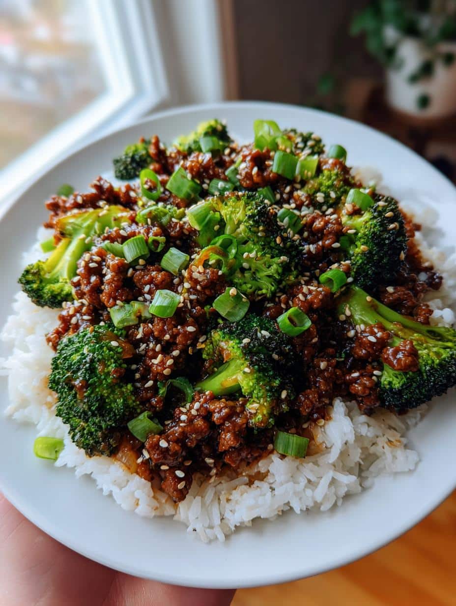 Irresistible Honey Garlic Ground Beef and Broccoli glossy skillet dinner for family meal