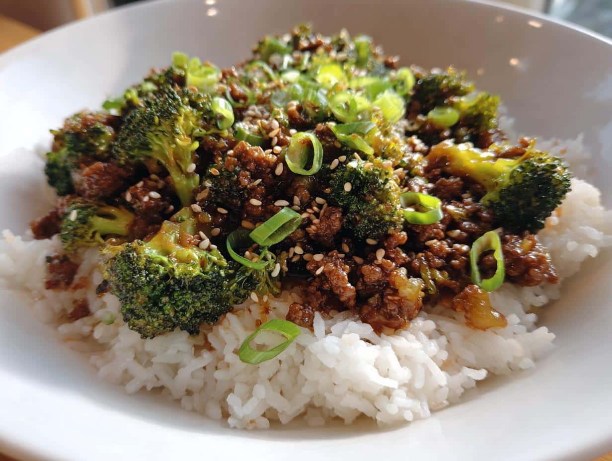 Honey Garlic Ground Beef and Broccoli