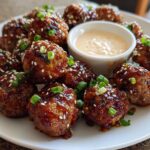 Korean BBQ Meatballs with Spicy Mayo Dip: 20-Minute Joy 4 Korean BBQ Meatballs with Spicy Mayo Dip