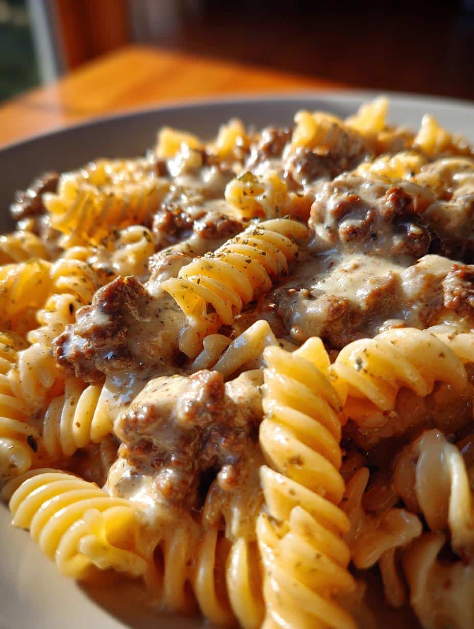 Beef and Rotini in Garlic Parmesan Sauce - detail 1