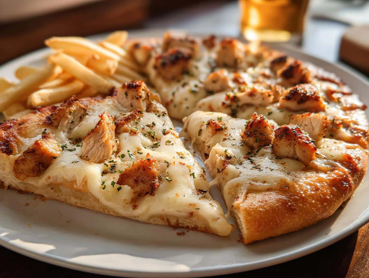 Chicken Alfredo Pizza: 1 Amazing Creamy Bite - Chicken Alfredo Pizza - additional detail