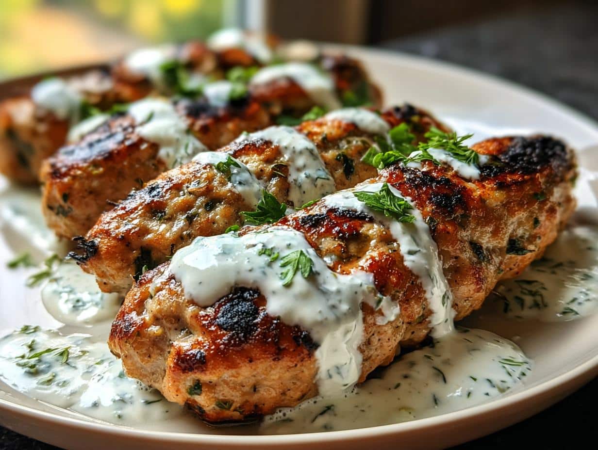 Chicken Kofta Garlic Yogurt ingredients laid out