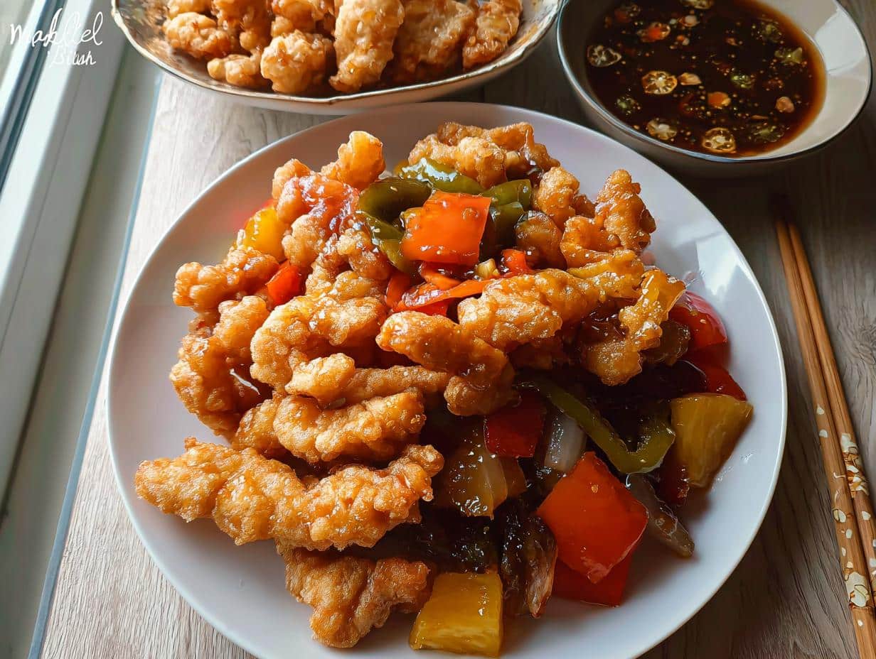 Chicken Tangsuyuk: Amazing Crispy Korean Chicken - Close-up of the glossy sweet and sour sauce