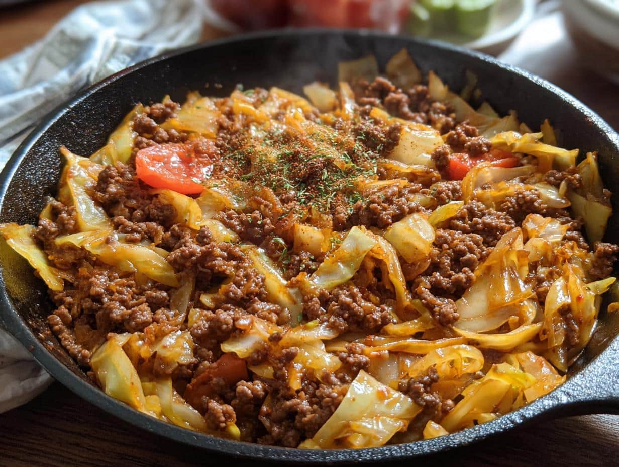 Ground Beef Cabbage Skillet: 1 Glorious Skillet Meal - Ground Beef Cabbage Skillet - additional detail