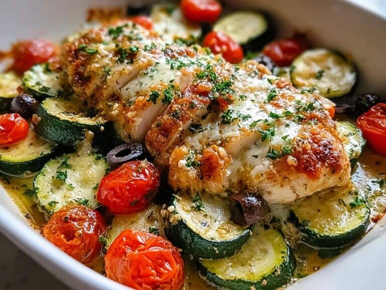Mediterranean Chicken Zucchini Bake