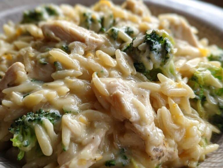 One Pot Cheesy Chicken And Broccoli Orzo