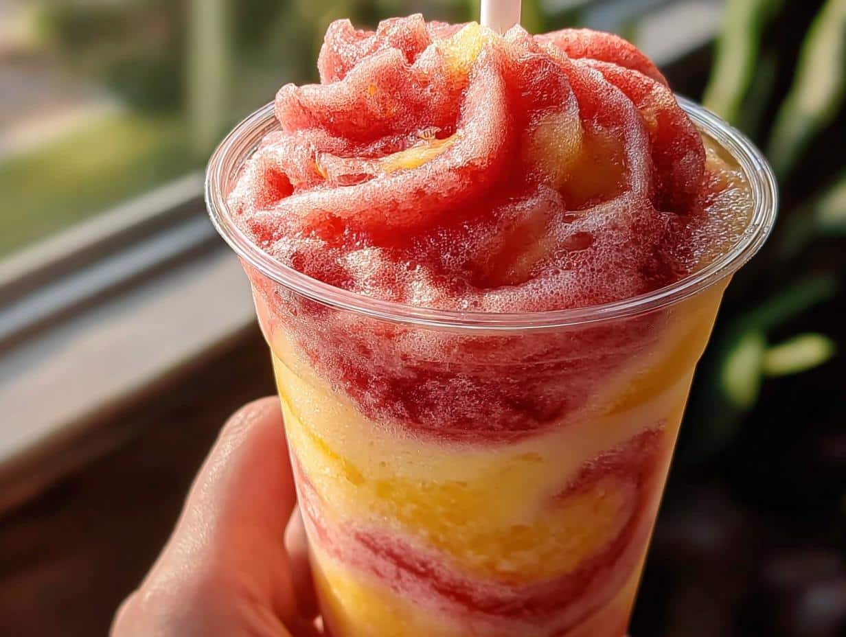 Pineapple Strawberry Swirled Slushies