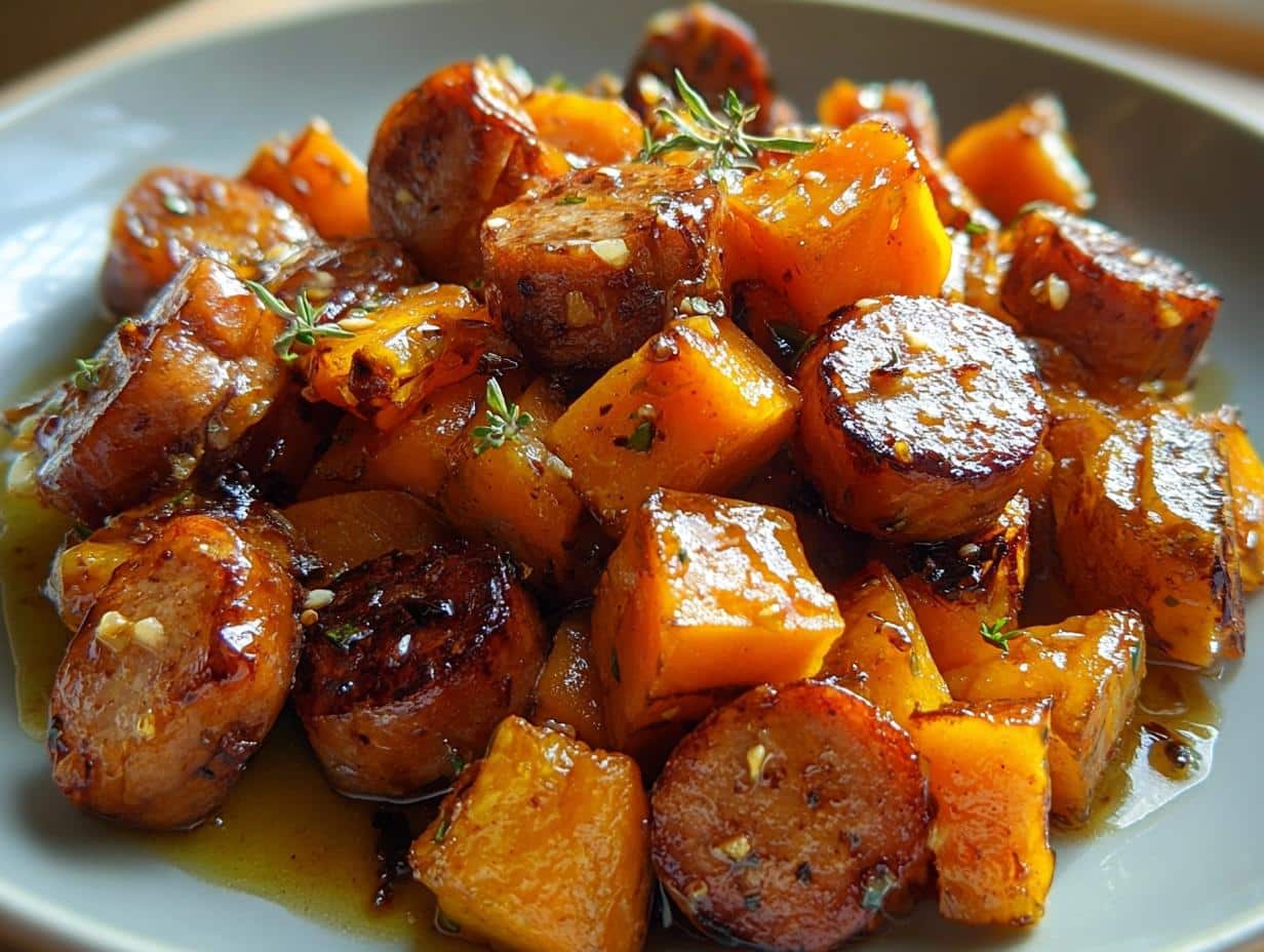 Sausage and Sweet Potatoes with Honey Garlic Sauce - detail 1
