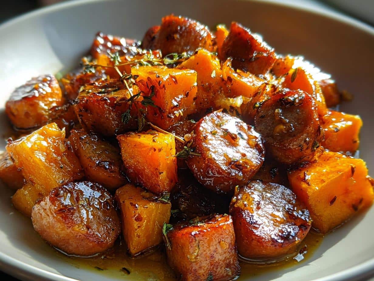 Sausage and Sweet Potatoes with Honey Garlic Sauce - detail 2
