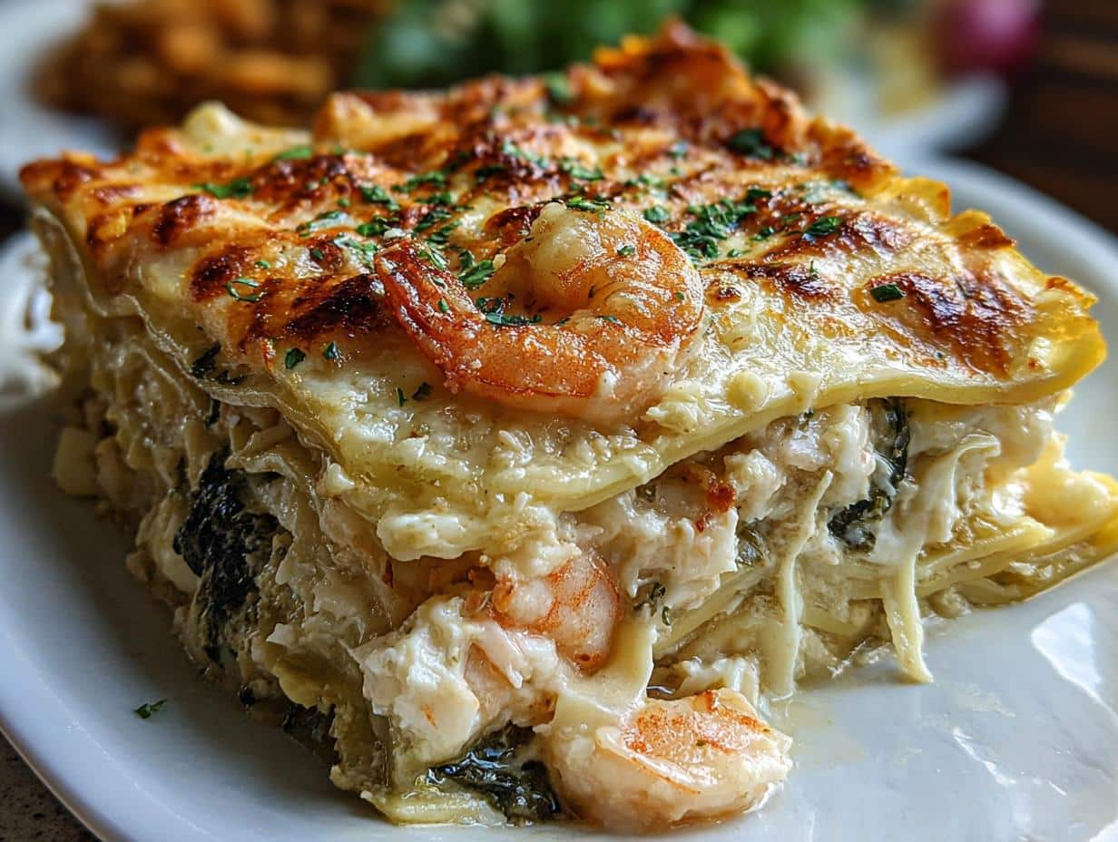 Seafood Lasagna Shrimp Crab: Supreme Flavor - Deliciously layered seafood lasagna with shrimp and crab