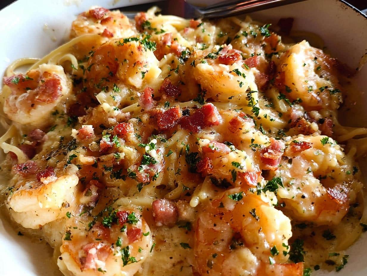 Shrimp Carbonara - detail 1