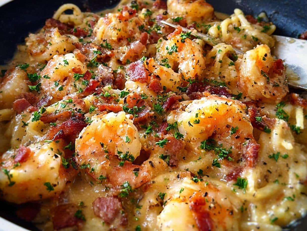 Shrimp Carbonara - detail 2