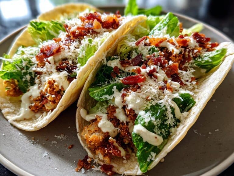 Smash Chicken Caesar Tacos