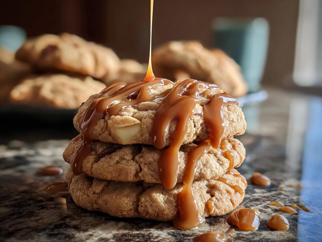 Caramel Drizzled Apple Cinnamon Cookies - ingredients laid out