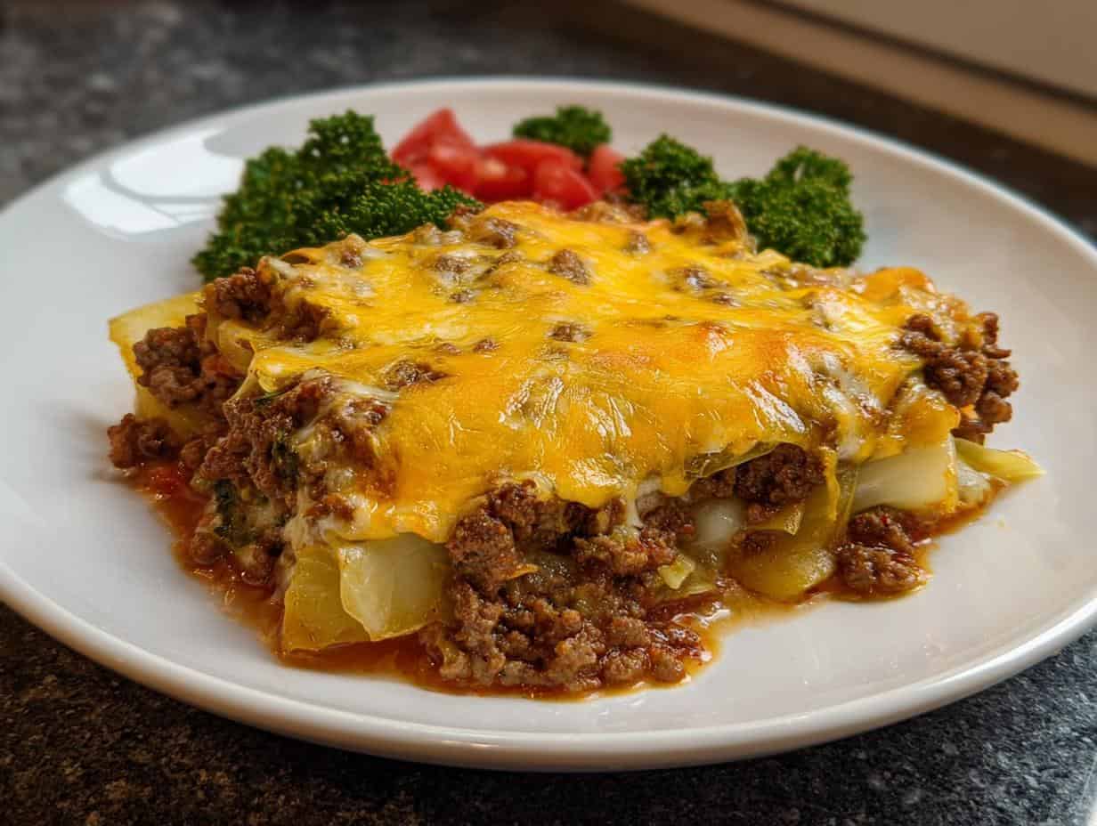 Cheesy Ground Beef Cabbage