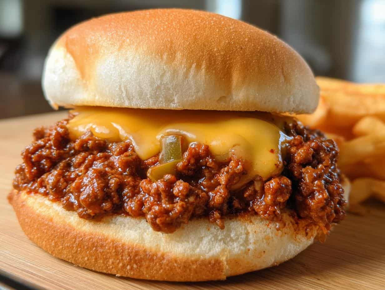 Cheesy Sloppy Joes: 10 Minute Magic - Cheesy Sloppy Joes - additional detail