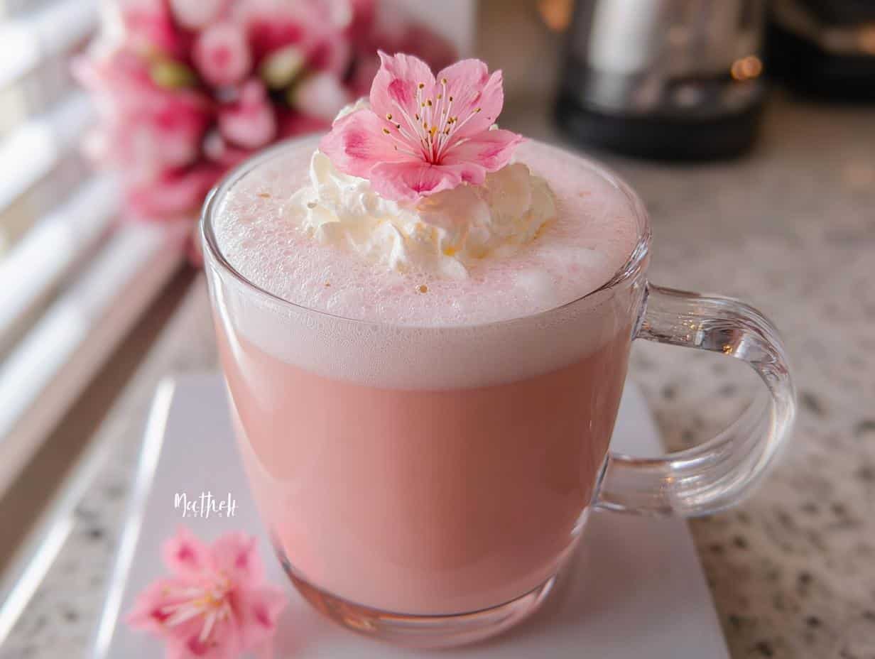Cherry Blossom Latte: 1 Easy Floral Treat - Cherry Blossom Latte - additional detail