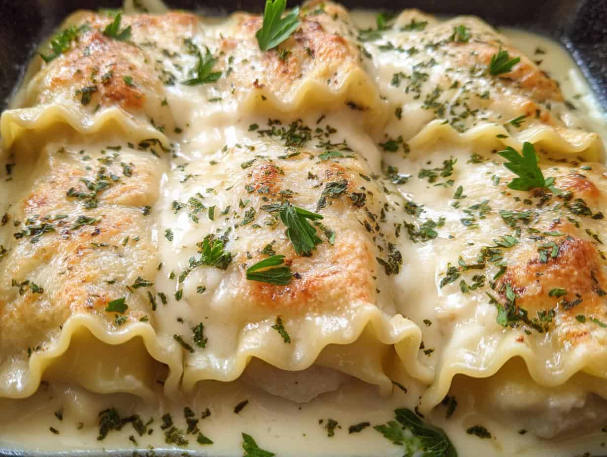 Chicken Alfredo Lasagna Roll