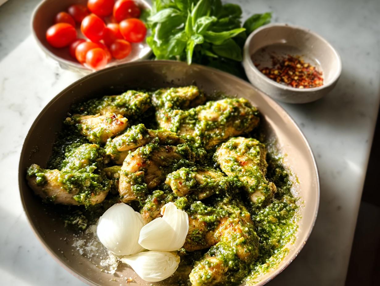 Creamy Pesto Chicken: 1 Pan Wonder - Creamy Pesto Chicken - additional detail