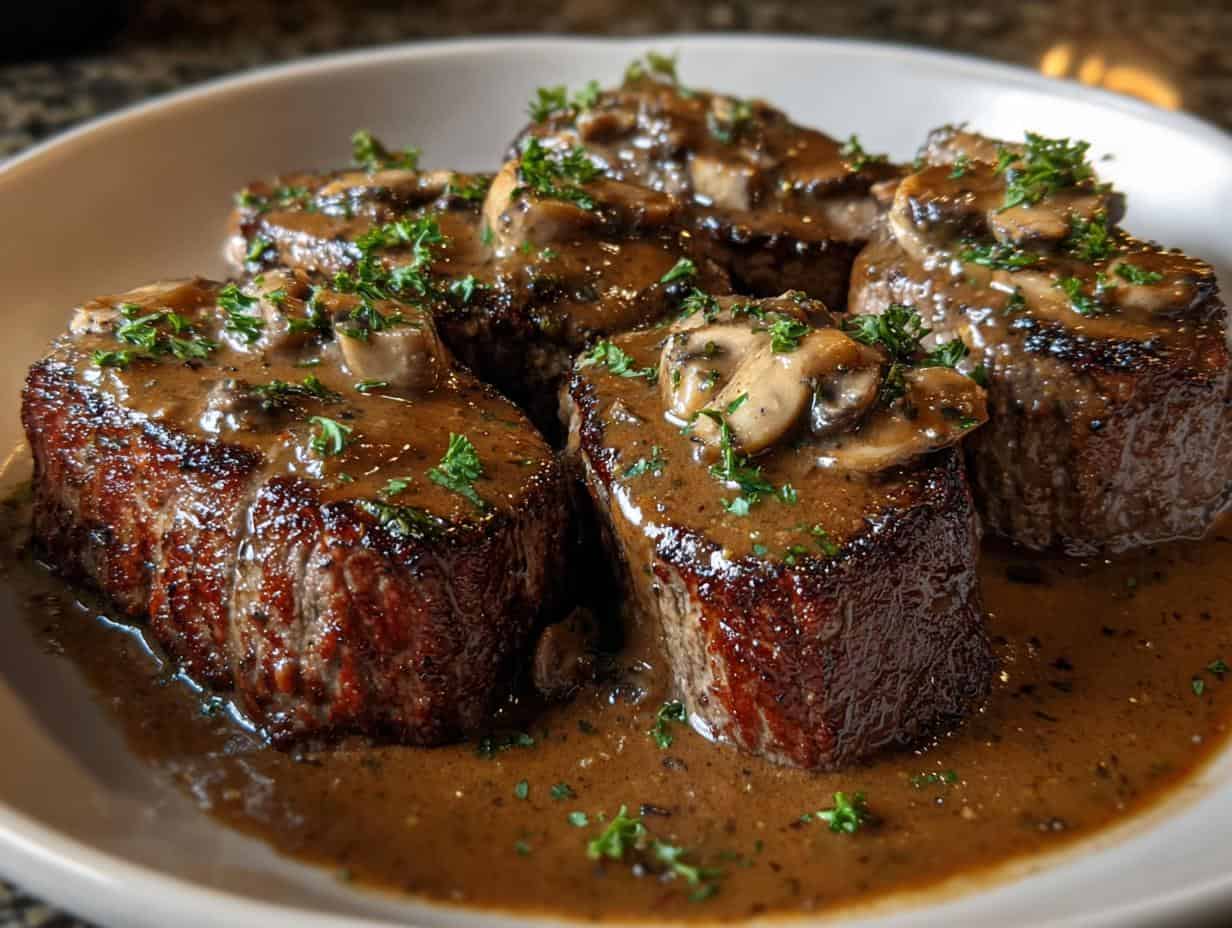 Haunted Bourbon Cream Steak: Divine 30-Minute Recipe - Plated dish with garnishes
