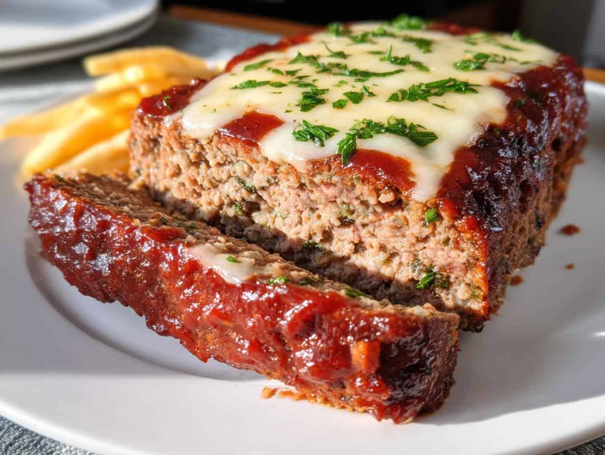 Amazing Italian Meatloaf Mozzarella In Under An Hour - Italian Meatloaf Mozzarella - close-up of melted cheese