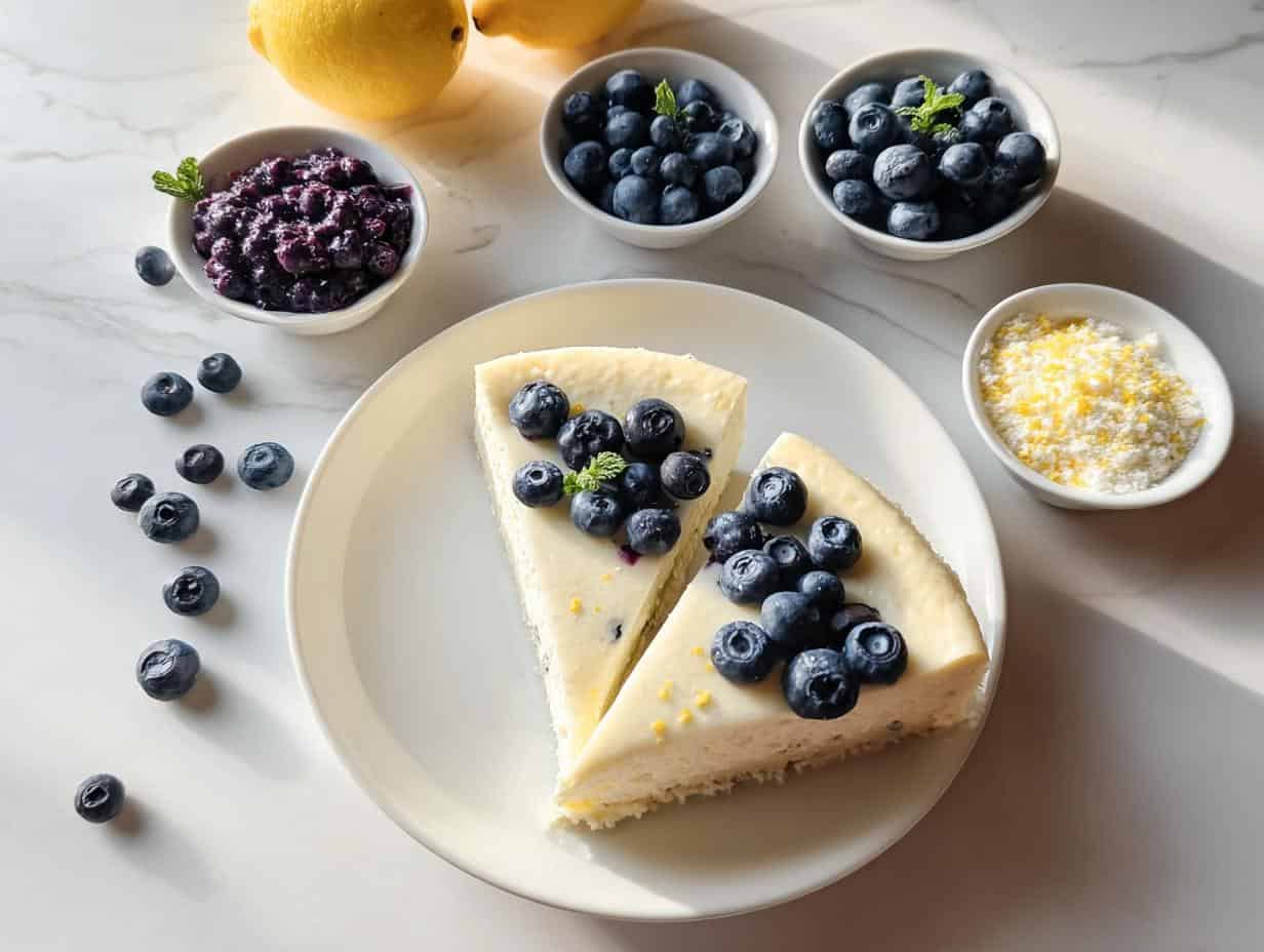 Lemon Blueberry Cheesecake: 25 Min Prep Bliss - Lemon Blueberry Cheesecake - additional detail