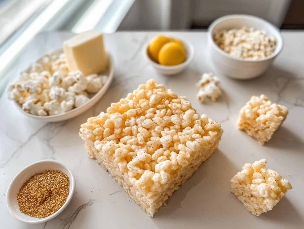 Easy Lemon Rice Krispie Treats: 1 Zesty Bite - Lemon Rice Krispie Treats - additional detail