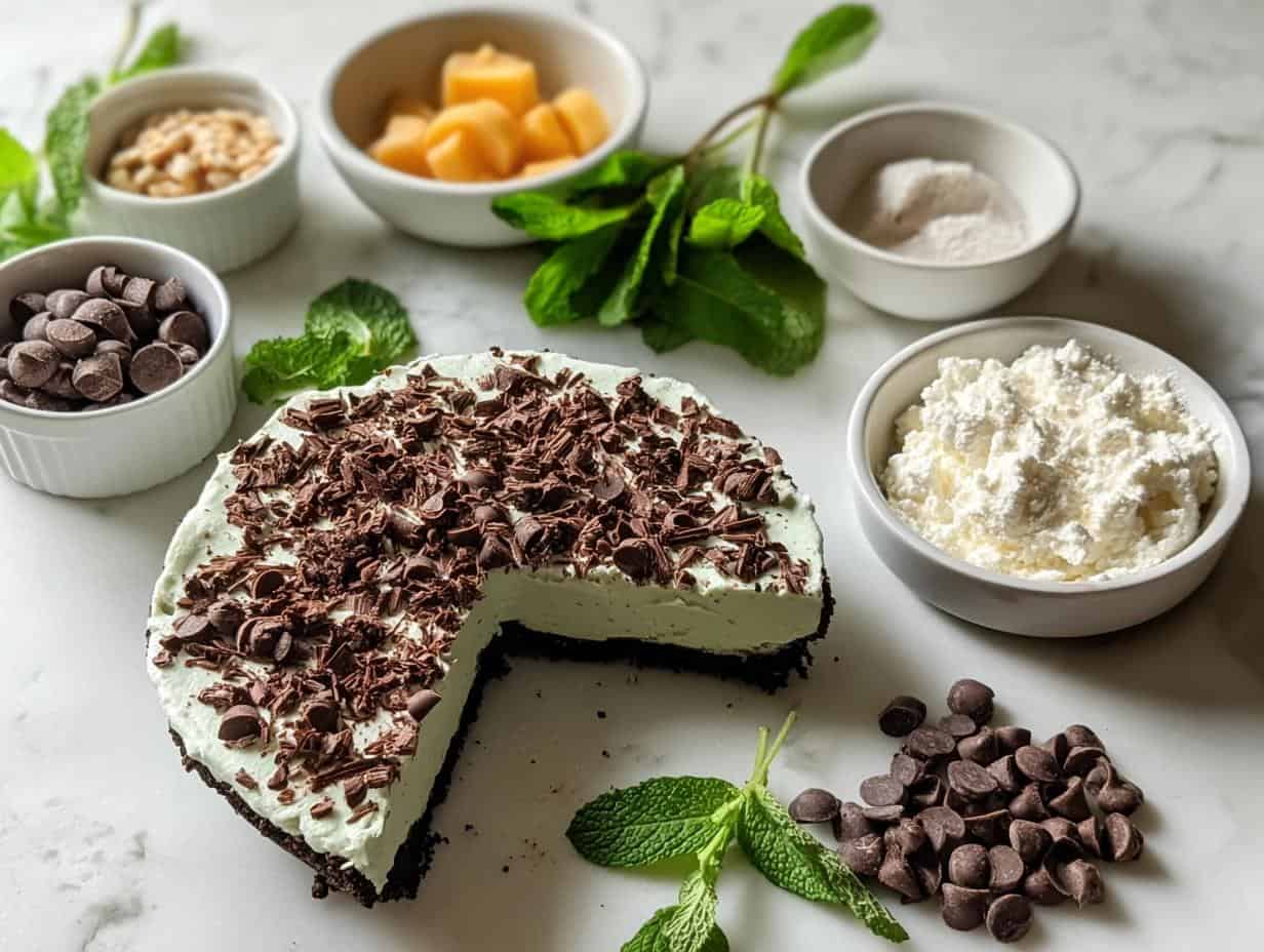 Mint Chocolate Cheesecake Pie: 1 Easy Recipe - Mint Chocolate Cheesecake Pie - additional detail