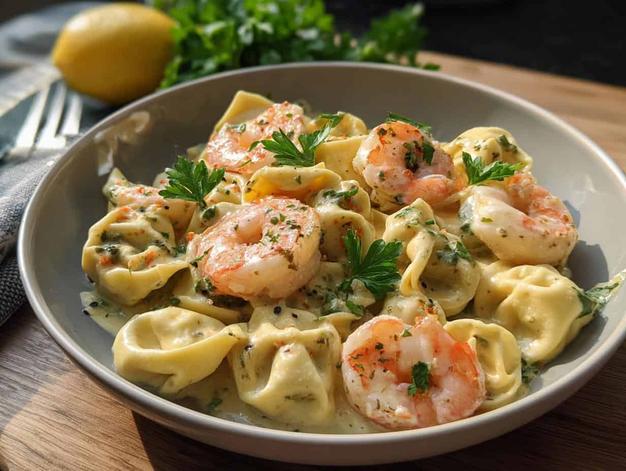 Shrimp Alfredo Tortellini: Dreamy 1-Pan Dinner - Shrimp Alfredo Tortellini - additional detail