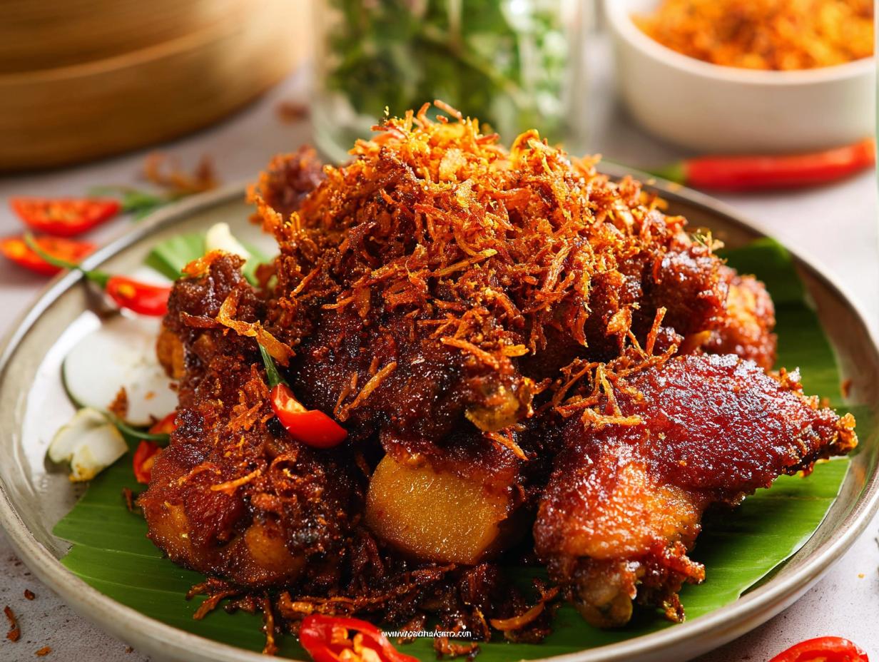 Ayam Goreng Lengkuas: Indonesian Fried Chicken with Crispy Galangal Topping