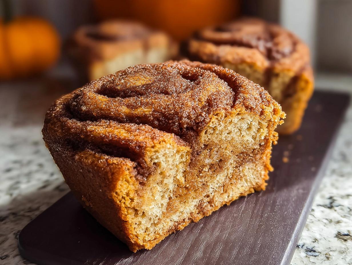 Cinnamon Swirl Pumpkin Bread: Divine Fall Treat - Close-up of a slice showing the moist texture and cinnamon swirl