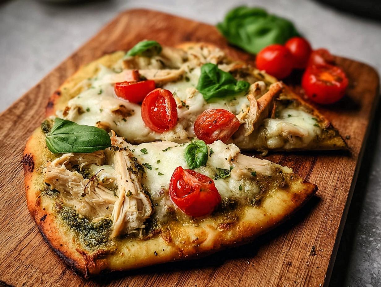 Pesto Chicken Flatbread: 15 Min Flavorful Meal - Pesto Chicken Flatbread - additional detail
