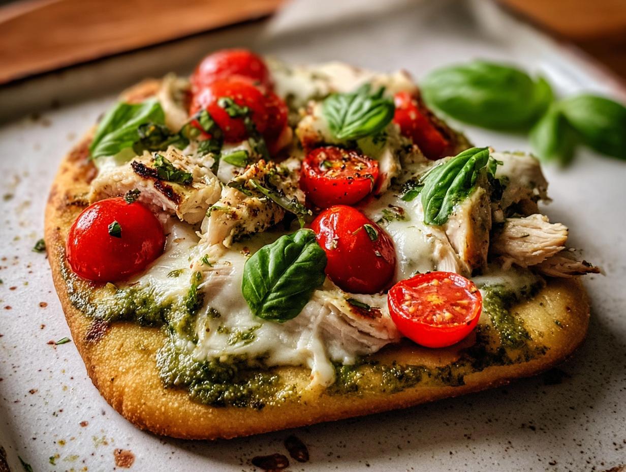 Pesto Chicken Flatbread: 15 Min Flavorful Meal - Pesto Chicken Flatbread - additional detail