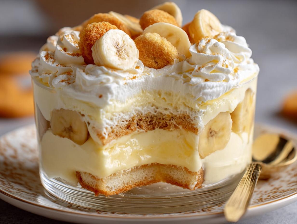Magnolia Bakery Banana Pudding: Close-up of creamy pudding layers