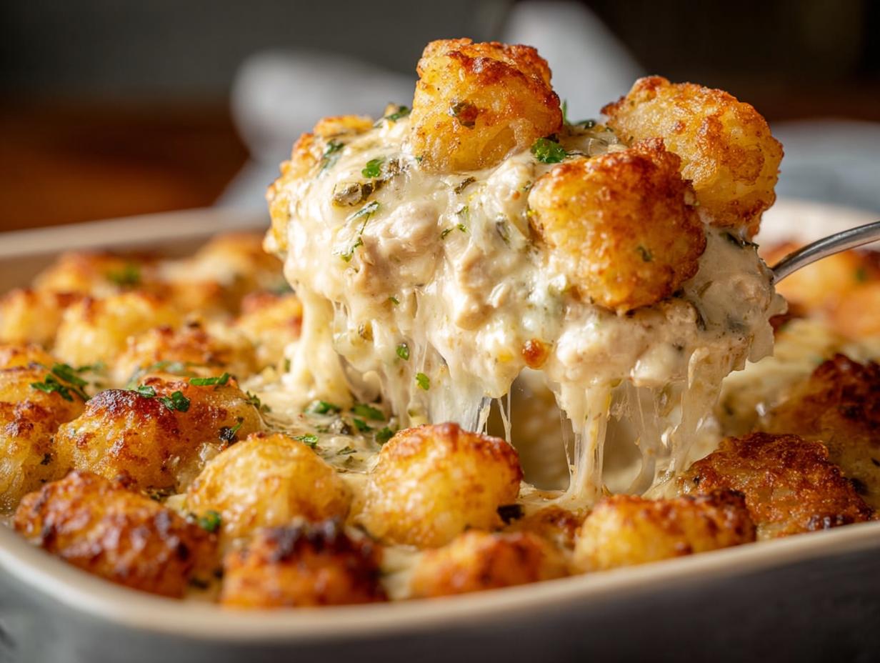 Amazing Chicken Alfredo Tater Tot Recipe - Chicken Alfredo Tater Tot - additional detail