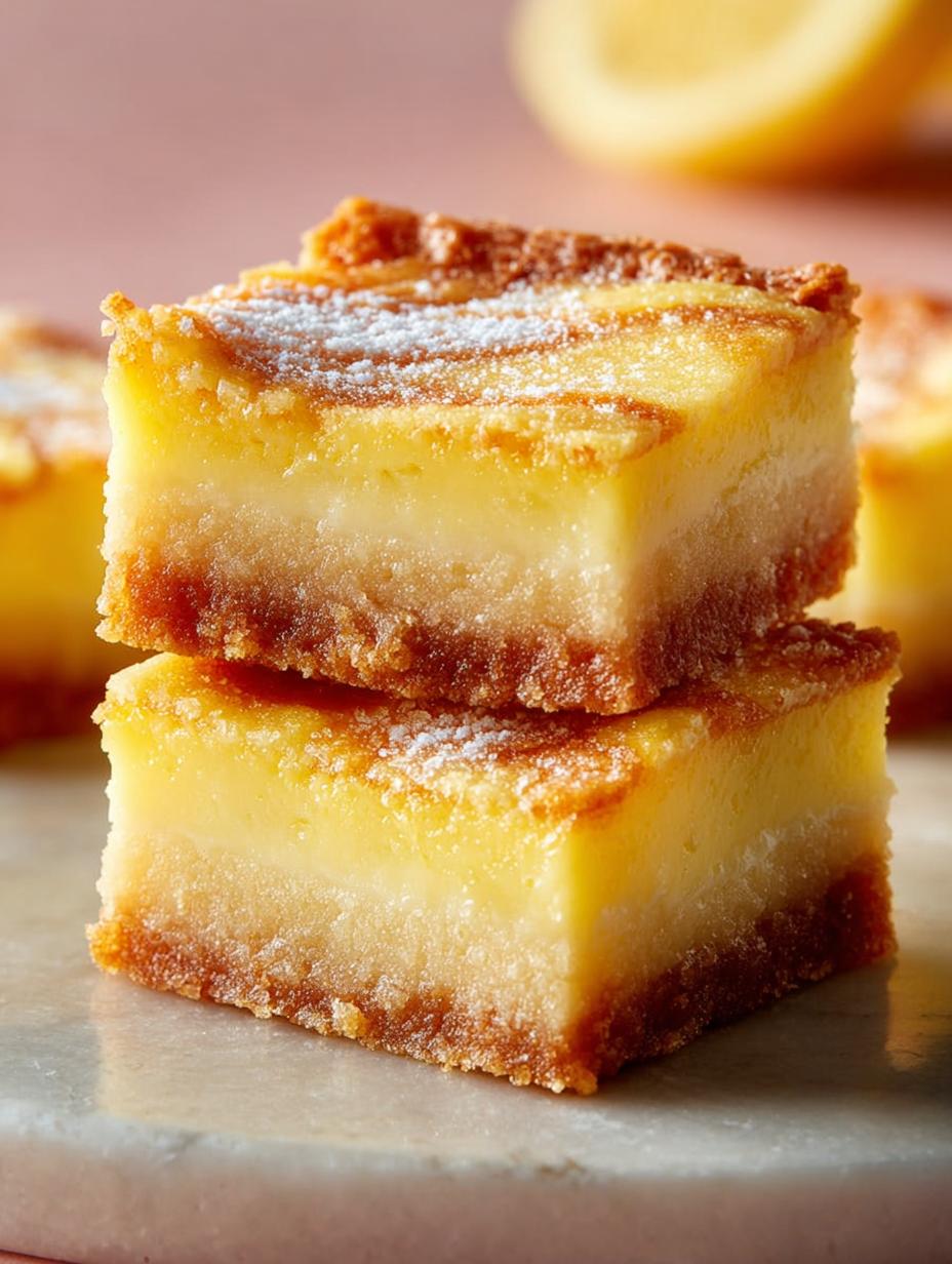 Deliciously golden Ooey Gooey Butter Bars cooling on a wire rack, perfectly baked with a soft, jiggly center