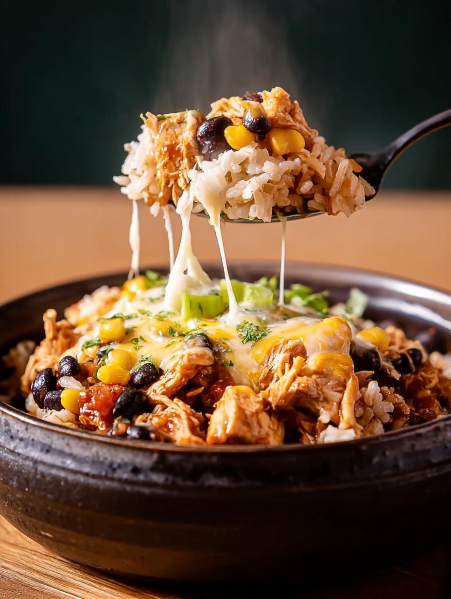 Delicious Slow Cooker Chicken Burrito in a bowl with fresh cilantro and lime, ready to be served