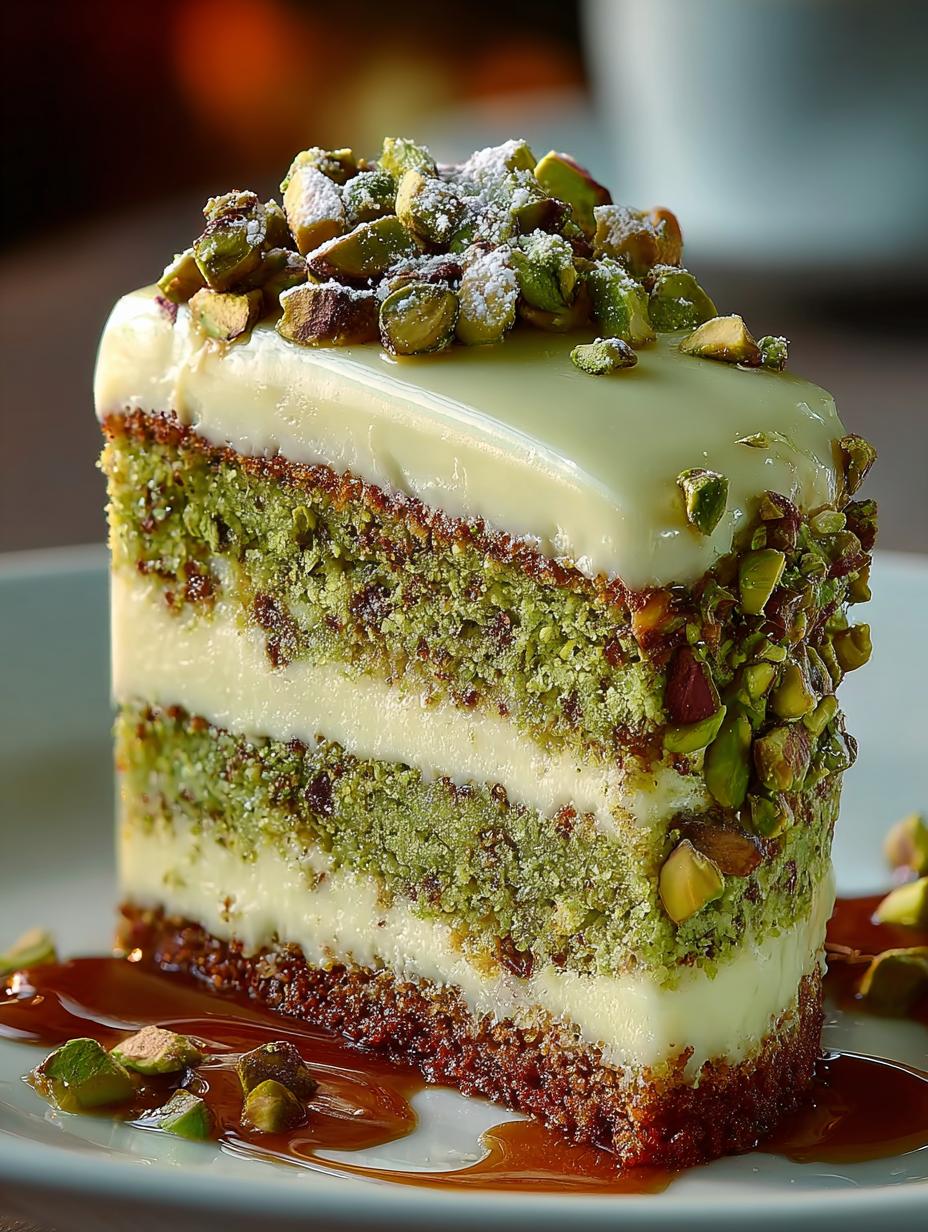 Luscious Pistachio Cream Cake: 12 Divine Layers - Luscious Pistachio Cream Cake - additional detail