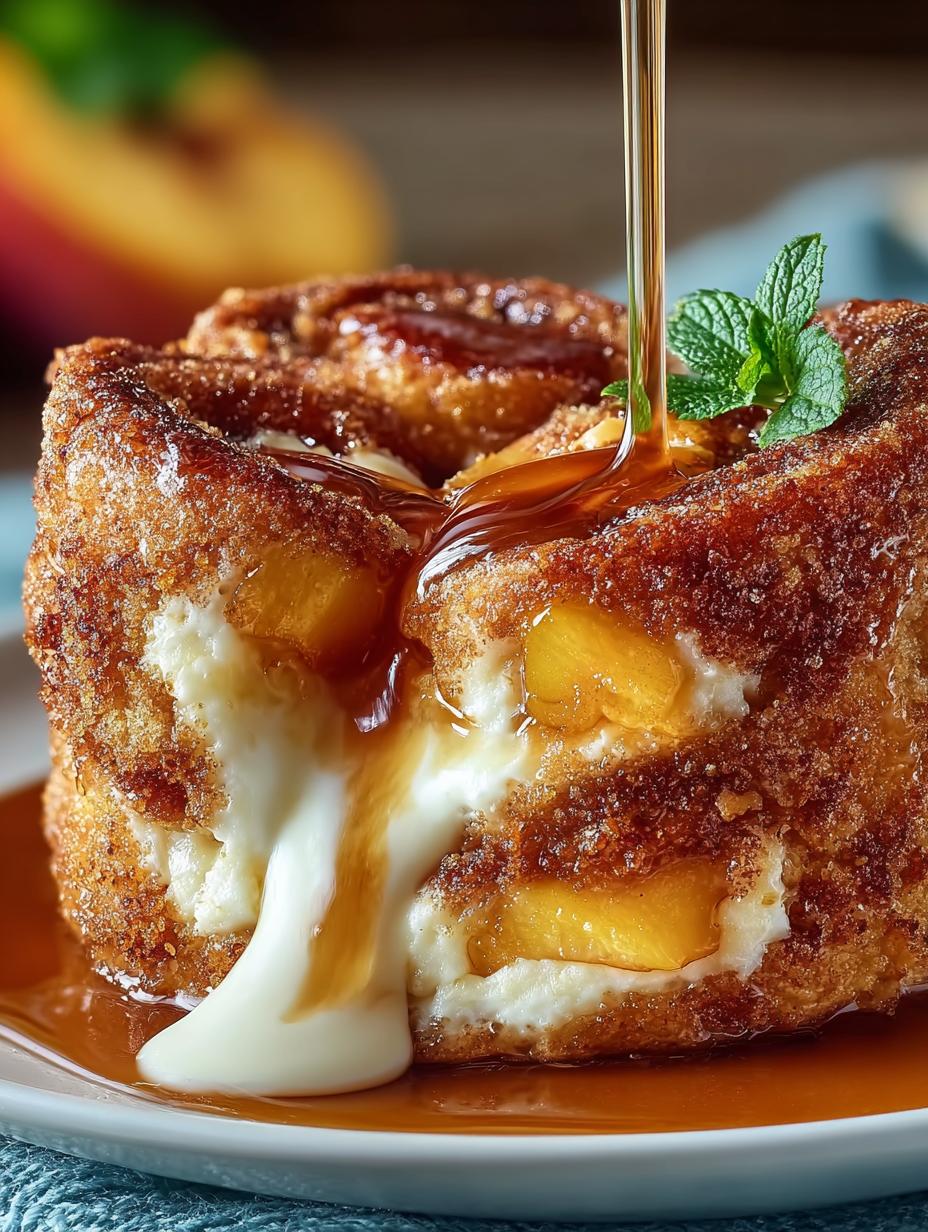 Peach Cheesecake Cinnamon Rolls: 12 Heavenly Bites - Peach Cheesecake Cinnamon Rolls - main visual representation
