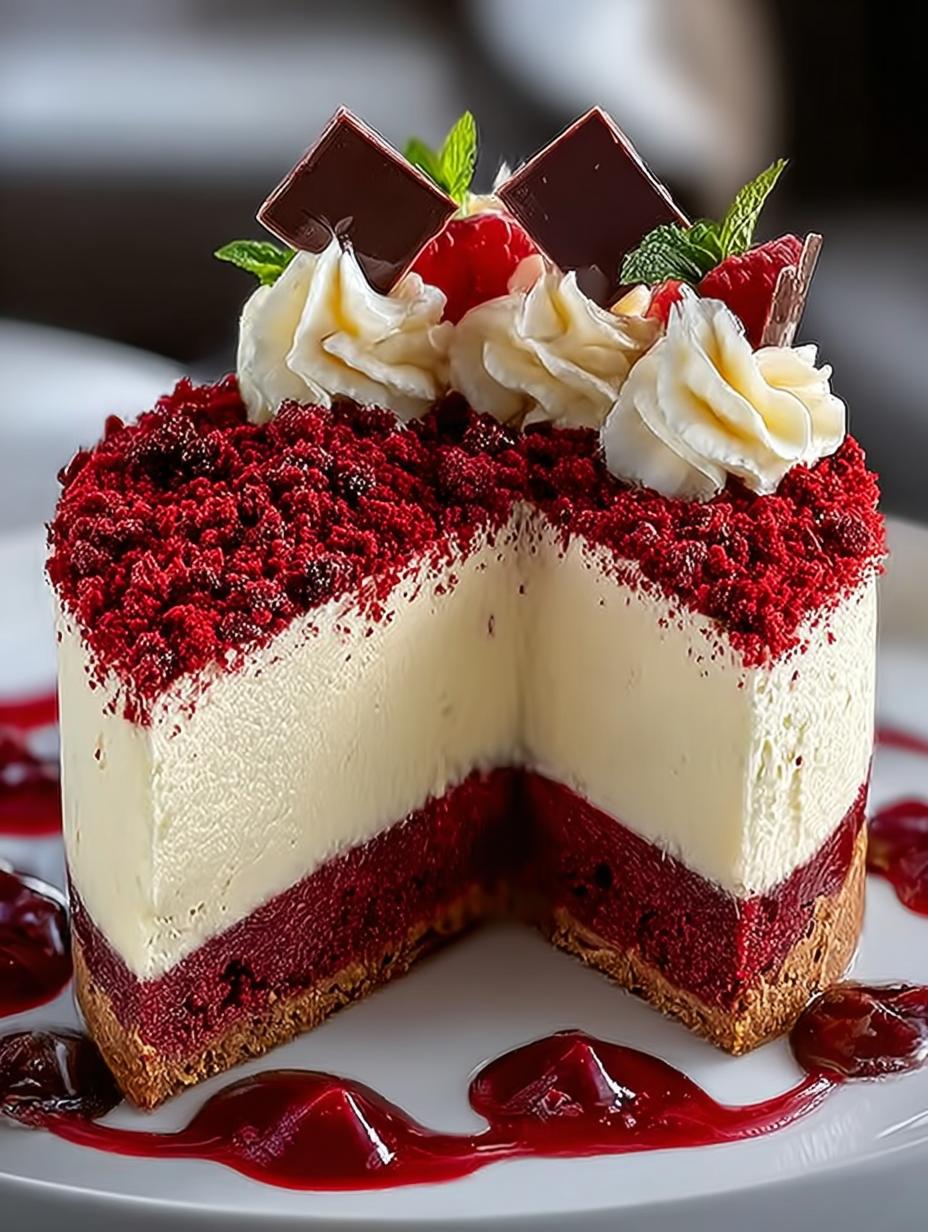 Decadent Red Velvet Cheesecake: 12 Irresistible Layers - Red Velvet Cheesecake - main visual representation