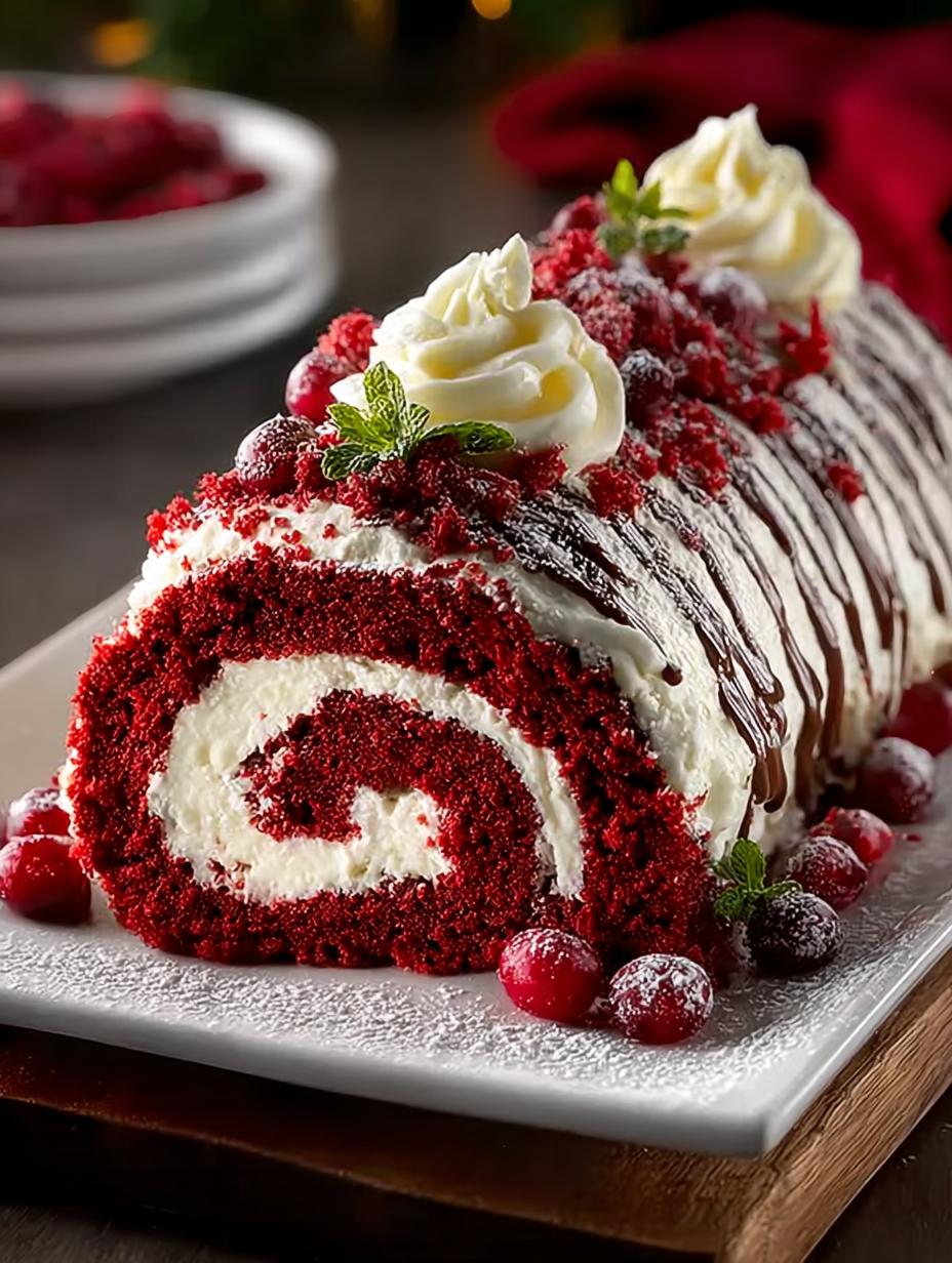 Stunning Red Velvet Yule Log: A Festive Delight - Red Velvet Yule Log - main visual representation