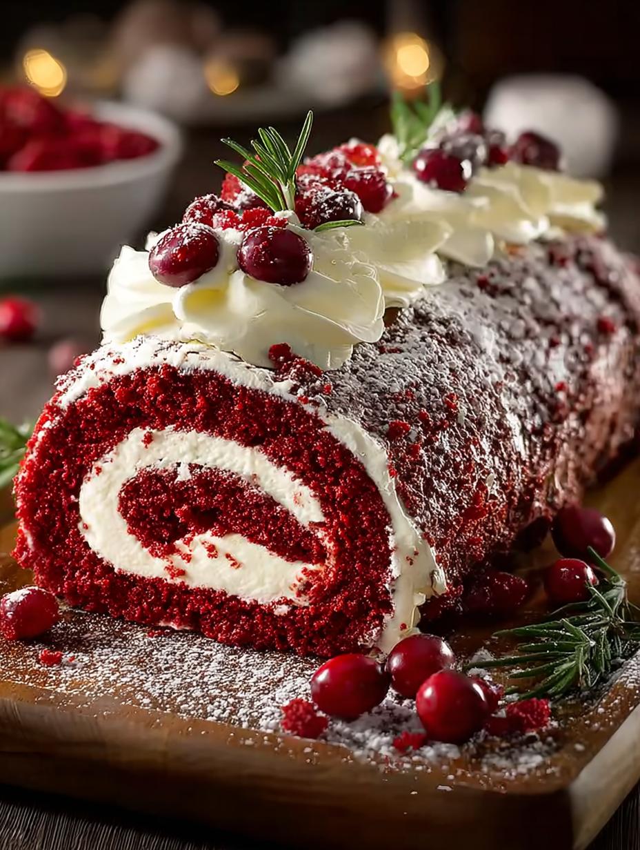 Red Velvet Yule Log