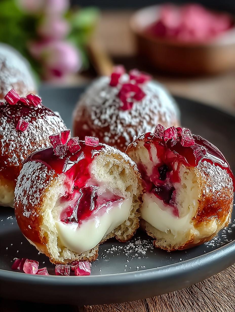 Rhubarb Cheesecake Bombs