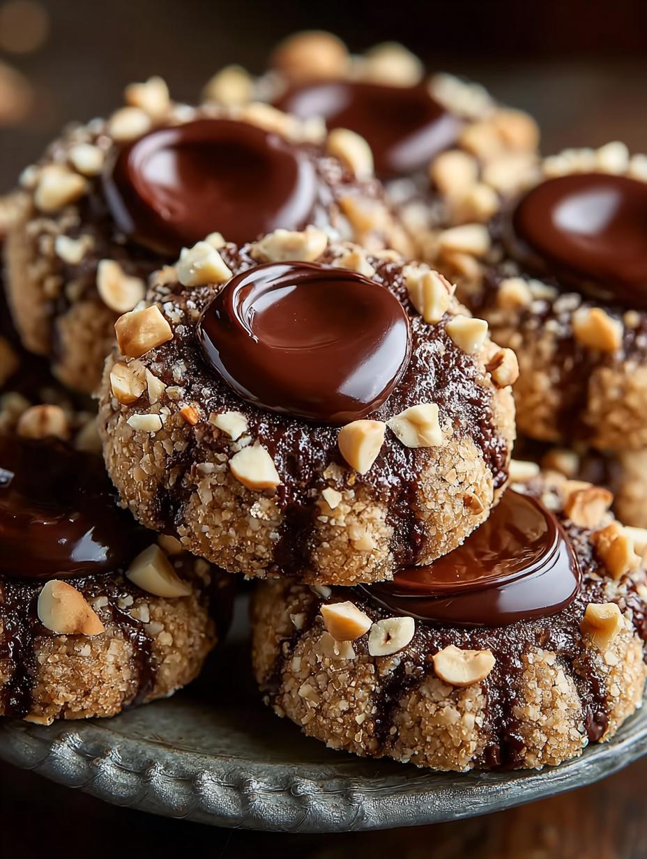 Chocolate Hazelnut Thumbprint Cookies