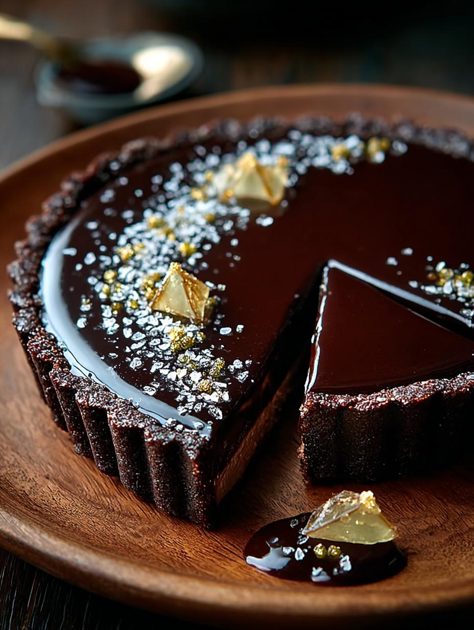 Dark Chocolate Tart with Gold Leaf: A Luxurious Delight - Dark Chocolate Tart with - additional detail