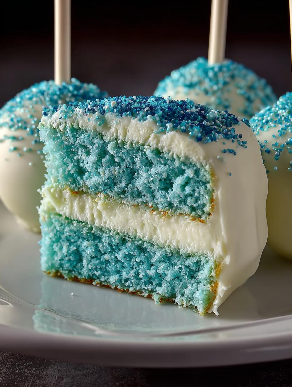 Deliciously decorated Glacier Blue Velvet Cake with frosting and toppings